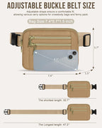 Capolo Fanny Packs for Women Fashion Waist Packs Bag with Adjustable Strap and 4 Zipper Pockets Waterproof Everywhere Crossbody Belt Bag for Workout Running Travelling(Khaki)