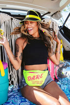 Tipsy Elves DARE Fanny Pack with Adjustable Belt and 3 Zippered Pockets - Neon Fanny Pack - Includes Discreet Hidden Zipper Pocket for Storing Valuables (Neon Green) (Pack of 2)