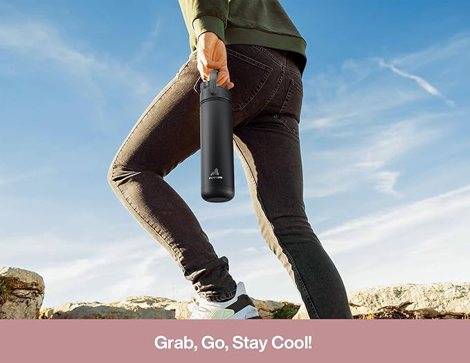 POWCAN 26 oz Insulated Water Bottle with 2-in-1 Straw and Spout Lid, Keep Cold 24H, Leak-Proof, Fits in Car Cup Holder, Stainless Steel Water Bottle for Gift, Holiday, Travel and School (Sweet Rosy)