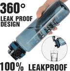 OLDLEY Water Bottle, 32oz Motivational Sports Water Bottle with Time Marker - Times to Drink - Tritan, BPA Free, Wide Mouth Leakproof,Gifts for Her, Women Men,Misty Teal
