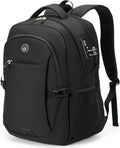 SHRRADOO Anti Theft Laptop Backpack Travel Backpacks with Combination Lock for Women Men College Backpack Computer Bag Fits 17 Inch Laptop,Black