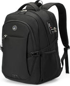 SHRRADOO Anti Theft Laptop Backpack Travel Backpacks with Combination Lock for Women Men College Backpack Computer Bag Fits 17 Inch Laptop,Black