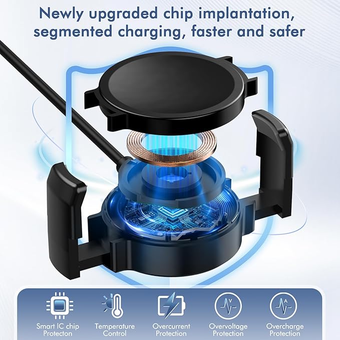 Clip on Galaxy Watch Charger, Suitable for Samsung Galaxy Watch 8/8 Classic/7/Ultra/6/6 Classic/5 Pro/5/4/4 Classic/3 Active2/1, Replace Samsung smartwatch Fast Charging Cable (6FT)