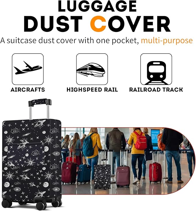 bvya Luggage Suitcase Covers for Luggage, Elastic Luggage Cover Protector Scratch Resistant Travel Essentials Suitcase Cover Fits 18 inch Luggage with Luggage Handle Cover and Luggage Tag