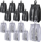 12 Pack Waterproof Shoe Bags for Travel, Portable Shoes Organizer with Zipper, Black and Grey Shoe Pouches for Men and Women