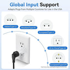 Unidapt 10-Pack EU Europe to US Plug Adapter, Type A Outlet, European to American, Canada, Mexico Wall Plug Adapters, White