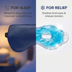 ASUTRA Silk Eye Pillow for Sleep, Navy - Filled w/Lavender Buds & Flax Seeds, Weighted Eye Mask, Meditation & Light Blocking Blindfold, Cooling Gel Mask Included