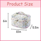 uekeboag Large Travel Quilted Makeup Bag for Women, Floral Cotton Cosmetic Bag, Coquette Aesthetic Floral Toiletry Organizer Bag
