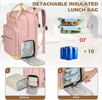 MATEIN Lunch Backpack for Women, Teacher Backpack with Lunch Compartment Detachable, Fit 15.6 Inch Laptop, College Computer Backpacks Meal Prep Work Bag Gift for Nurse Commute Office, Pink