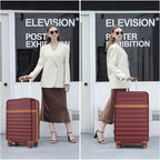 Kono Medium Sized Checked Luggage, 24 Inch Expandable with Spinner Wheels, TSA Lock, ABS + PC Lightweight Travel Suitcase with Larger Capacity and Lighter Weight, Burgundy