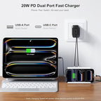 3 Pack Type C Charger, Dual Port USB C Wall Plug 20W PD & QC3.0 USB A Fast Charging Block for Samsung Galaxy S24 S23/S3+/S23 Ultra/S22/S22+/S22 FE/Note 20 Ultra/10, iPhone 16/17 Brick Box(Black)