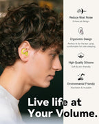 SUPCEAT Ear Plugs for Sleeping - Noise Reduction Soft Silicone Earplugs, 2 Pairs Reusable Hearing Protection Earplugs for Noise Sensitivity,Sleep,Snore,Travel,Sound Reduction Noise Cancelling - Yellow
