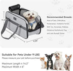 PETSFIT Multipurpose Console Dog Car Seat, Portable Small Dog Car Seat for Dogs, Cat Carrier, Pet Carrier Airline Approved with Safety Tether and Pockets (Light Grey)