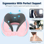 Cirorld Neck Pillow for Traveling, Travel Pillows for Airplanes,100% Pure Memory Foam Travel Neck Pillow, Adjustable Flight Pillow, Portable Plane Accessories with Eye Mask, Earplugs, Carry Bag