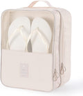 Shoe Bag for Travel, Travel Shoe Bag for Packing, Hold 3 Pairs of Shoes, Travel Essentials for Flying Shoe Organizer Shoe Storage Bag for Travel Light Beige