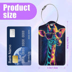 3 Pack Funny Giraffe Sunglasses Luggage Tags for Suitcase Animal PU Leather Travel Luggage Tag Privacy Cover ID Label for Women Men Baggage Backpack Handbag School Bag