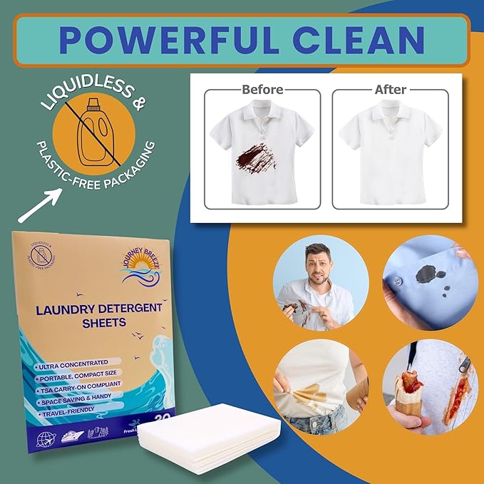 Travel Laundry Detergent Sheets Bundle – 50 Count Hand Wash + 20 Count Machine Wash Laundry Detergent Sheets for Sink Washing in Hotels, Cruises, Camping & Backpacking