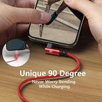 10ft iPhone Charger Cable,3Pack 90 Degree Charging Cable, [Apple MFi Certified] Long Lightning Cable Fast Charging Cord Compatible for iPhone 14/13/12/11/Pro/Max/Mini/X/Plus/8/7/6/Plus/ - Red
