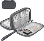 Skycase Electronic Organizer Travel Case - Waterproof Travel Cord Pouches for Organization, Cable Organizer, All-in-One Double Layers Storage Bag for Accessories, Charger, Cable, Grey - Medium