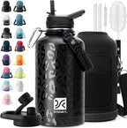 DYSANKY Insulated Water Bottle | Thickened Stainless Steel Vacuum Metal | Portable Sports Half Gallon Large Water Jug for Gym and Hiking with Straw, Carrier Bag, Handle Strap | BPA-Free 64 oz