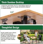 KingCamp Bamboo Folding Table, 4-Fold Camping Adjustable Height Portable Outdoor Lightweight & Compact Table with Aluminum Frame for RV Picnic BBQ Tailgating
