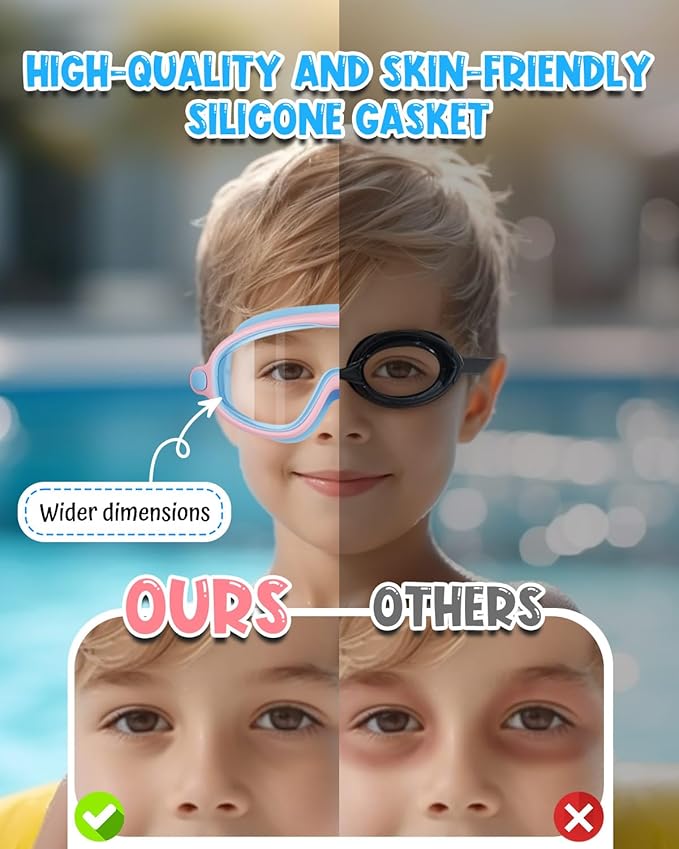 Swim Goggles 2 Pack, Wide View Anti Fog&UV Swimming Goggles for Audlt, No Leak Pool Beach Essentials for Men Women