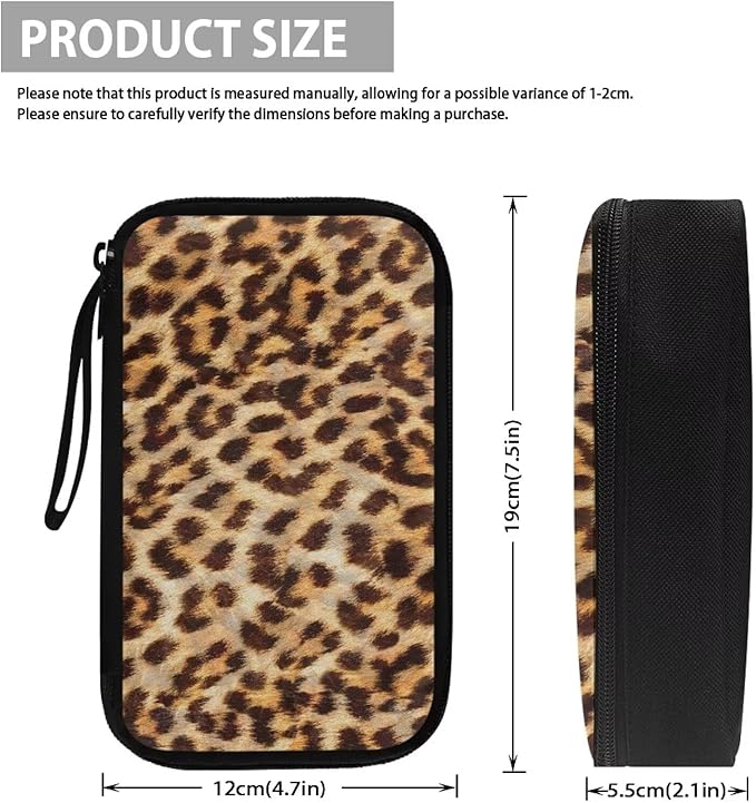 Leopard Print Electronics Case, Mini Cable Organizer Bag for Essentials, Tech Accessory with Cord Organizer for Phone, Power Bank, SD Card