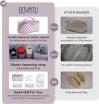 BOYATU Travel Makeup Bag Organizer Cosmetic Bag: 3 Pcs Set Make up Bags for Women with Handle - Waterproof Vegan Leather Toiletry Bag (01-G-Purple)