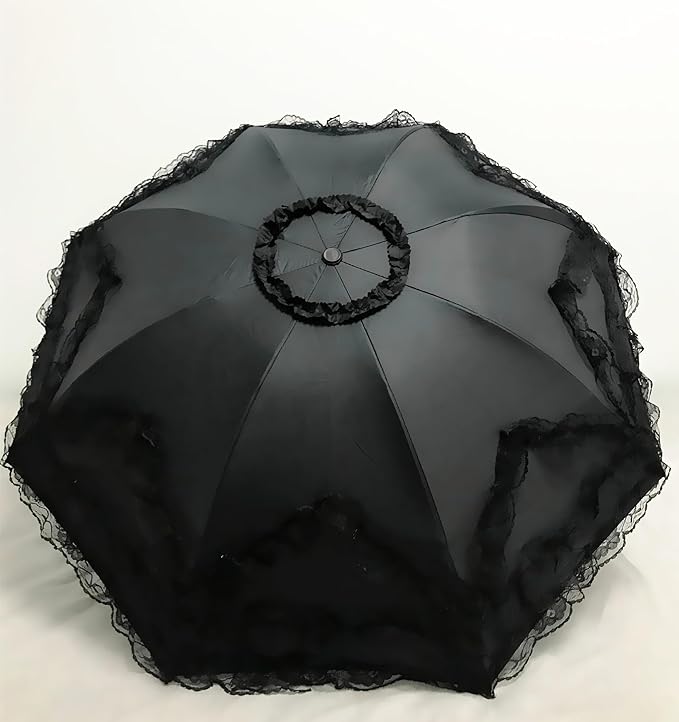 URAWESO Vintage Lace Parasol Gothic Lolita Umbrella UV Sun Protection Witch Cosplay Photoshoot Props Party Decoration