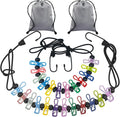 Travel Clothesline Retractable Portable Clothesline with 12 Clips Portable Elastic Camping Clothes Line with Anti-Slip Beads & Stainless Hooks for Hotel, RV, Boat, Outdoor Use (2 Pack)