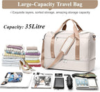 Travel Duffel Bag for Women, Carry-on Overnight Weekender Bags with Wet Pocket, For Spirit Airlines 18x14x8 Personal Item Bag,Small,Beige & Brown