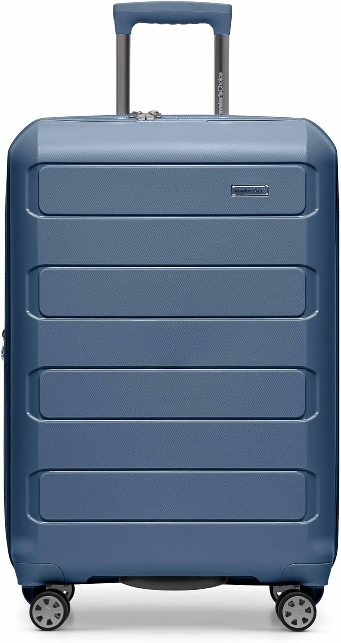 Traveler's Choice Pagosa Hardshell Expandable Luggage with Spinner Wheels, Slate Blue, 26-Inch Medium