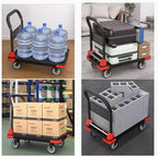 Foldable Hand Truck, Platform Cart, Flatbed Trolley with Swivel Wheels, Moving Cart for Office Use, Portable Utili n