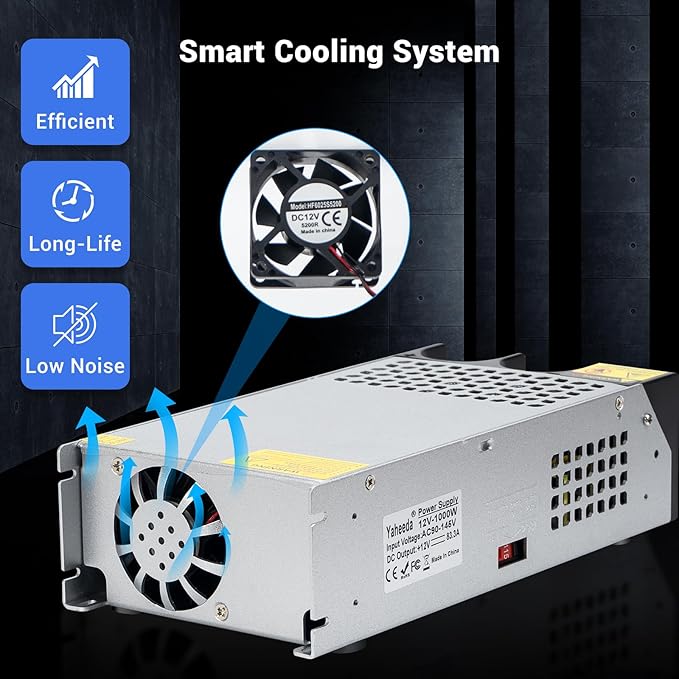 1000W Converter, 110V AC to 12V DC Converter Power SupplyMax Current 83A DC Switch Transformer for RV,Pump,LED Strip, LCD Monitor