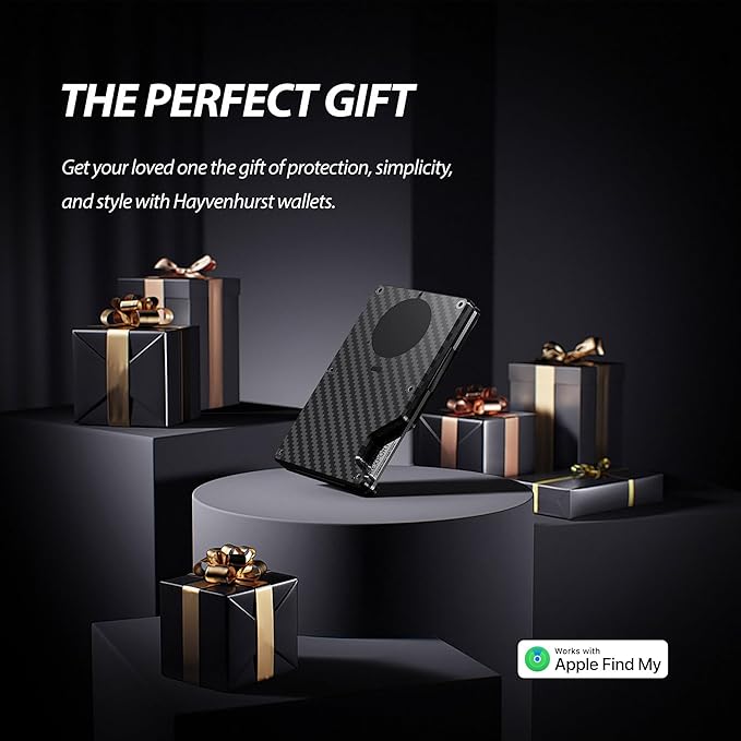 Air Wallet,Minimalist Wallet With Built In Airtag Chip, Rfid Blocking Credit Card Holder,Slim Wallet For Men,Compatible With Apple Find My Ios Only,Detachable Money Clip (Minimalist, Carbon Fiber)