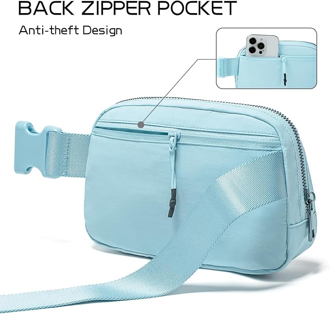 Belt Bag Fanny Pack Crossbody Bags for Women Fashion Waist Packs with Adjustable Strap Gifts for Women Men Teen Girls (Icing Blue)