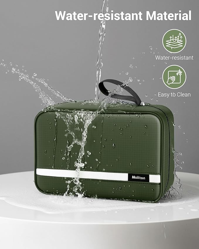 Maliton Toiletry Bag for Men & Women Travel Toiletry Bag Hanging Toiletry Bag Hygiene Organizer with 4 Compartments Waterproof Bathroom Shower Bag Large Toiletries Travel Bag (Olive Green)