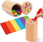 Montessori Toys for Toddler, Fine Motor Skills Toys Wooden Color Sorting Stacking Toy for Boys Girls Educational Gift for Kids Birthday