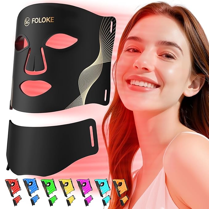 Red Light Therapy for Face, LED Light Therapy Mask Skin Care Mask & Neck, LED Red & NIR Light Therapy Wavelength for Home Use, Working Travel Yoga Sleep
