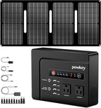 powkey 200W Portable Power Bank with Solar Panel 40W, 146Wh Power Bank with AC Outlet, High Eifficiency Waterproof Solar Panel Kit with Battery Bank for Outdoor Camping Home Backup