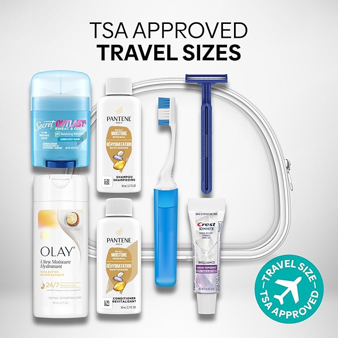 Handy Solutions Premium Women’s 7Piece Travel Size Kit, clear, 1 Count