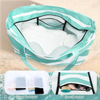 Iioscre Beach Bag for Women, Causal Hobo Pool Bags with Zipper Inner Pocket, Foldable Swim Tote Bag for Vacation Essentials