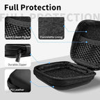 Square Earbud Case Portable EVA Carrying Case Storage Bag Tech Pouch Cell Phone Accessories Organizer with Carabiner for Earphone, Earbud, Earpieces, SD Memory Card, Camera Chips, Black