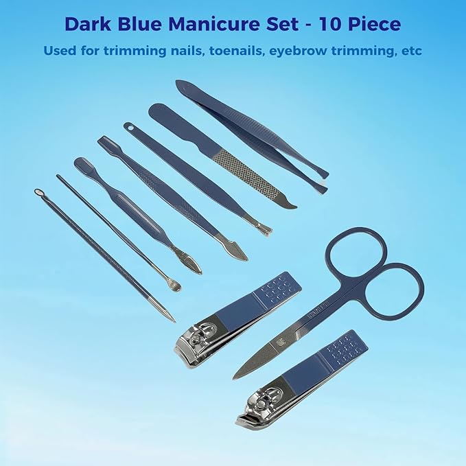 Nail Clippers Set, 10 PCS Professional Manicure Set and Pedicure Kit with Travel Case,Stocking Stuffers, Christmas Gift for Men and Women