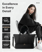 HOTOR Travel Duffel Bag - Weekender Bags for Women, Gym Tote Bags with Shoe Compartment, Carry On Overnight Bag with Toiletry Bag for Travel Essentials and Travel Accessories, Black, 13.4"×17.3"×7.9"