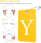 Gostwo 2 Pack Luggage Tags for Suitcases, 26 Initial Letter Travel Luggage Baggage Identification Labels ID Tag Fully Bendable Tags with Stainless Steel Loop (Yellow) (Letter Y)