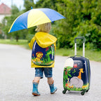 BABY JOY 2 PC Kids Luggage, 16" Toddlers Carry-on Suitcase & 12” Backpack Set, Children Travelling Case w/ 4 Casters & Retractable Handle, Lightweight Trolley Case for Boys & Girls (Elephant)