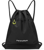 Waterproof Sackpack Drawstring Backpack for Men/Women, Lightweight Sports Bag Holds Shoes for Gym, Beach, Swim, Hiking, Running & Cycling, Anti-Stain with Quick-Access Mesh Pocket, Black
