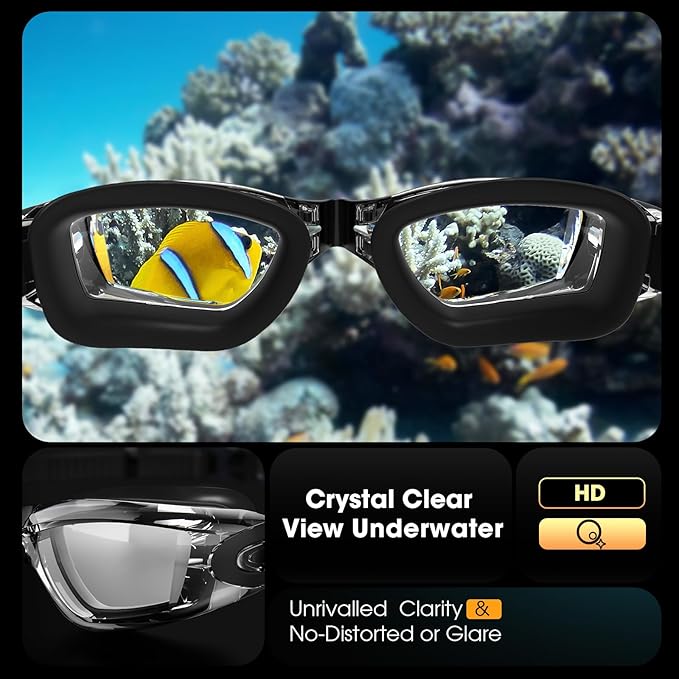 Braylin Swim Goggles, 2-Pack Swimming Goggles, Anti Fog, No Leaking For Adult Women Men Youth
