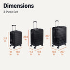 Amazon Basics 3-Piece Hardshell Luggage Set (21", 26", 30"), Scratch-Resistant Expandable Suitcases with Multi-directional Wheels and Telescoping Handle, Black